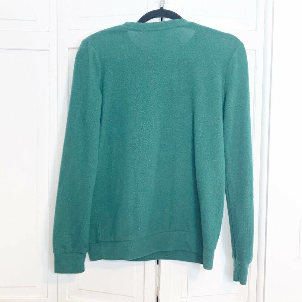 Vintage Disney Mickey & Minnie Mouse Crew Neck Fleece Sweater XS Dark Green - Picture 4 of 4